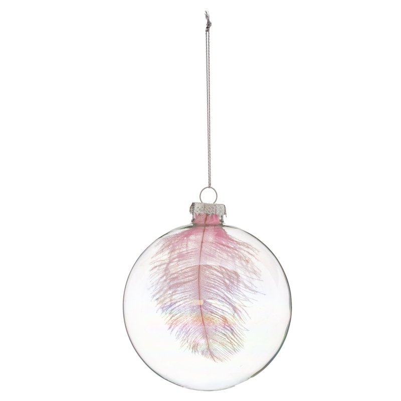 Palla sfera di natale piuma rosa 10 cm | rohome - Rohome