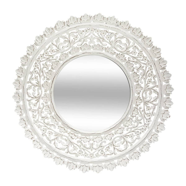 Specchio in legno bianco indonesia d 90 cm - Rohome
