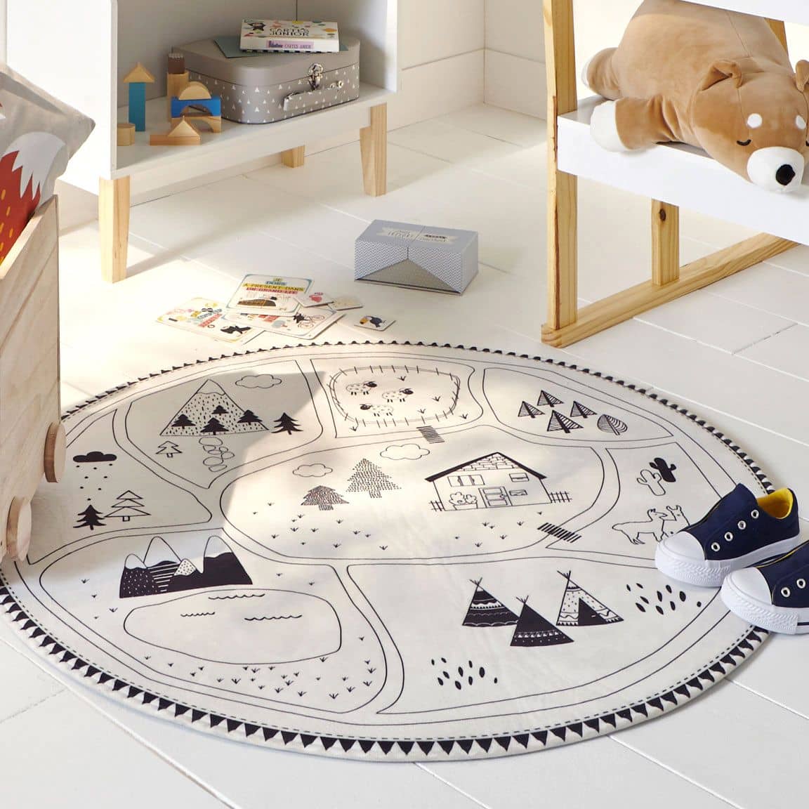 Tappeto rotondo fantasia per bambini d 90 cm - Rohome